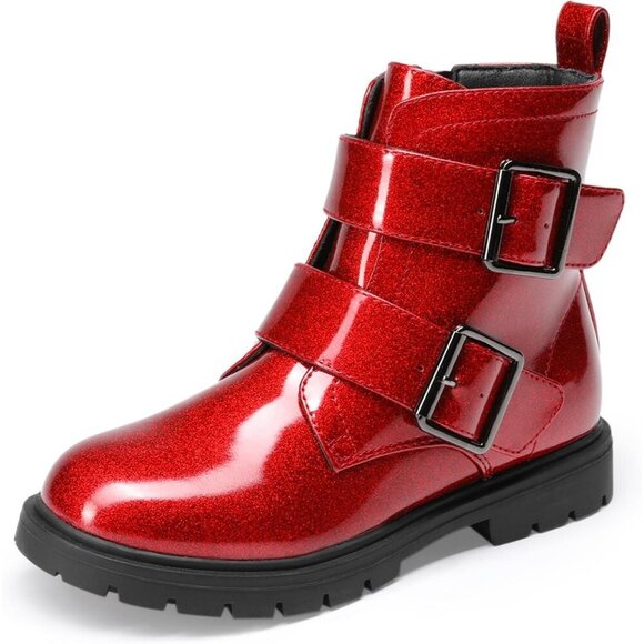 Glitter Ankle Combat Boots for Girls Boys Toddler Little Big Kid